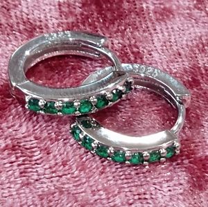 925 sterling silver and cubic zirconia hoop earrings